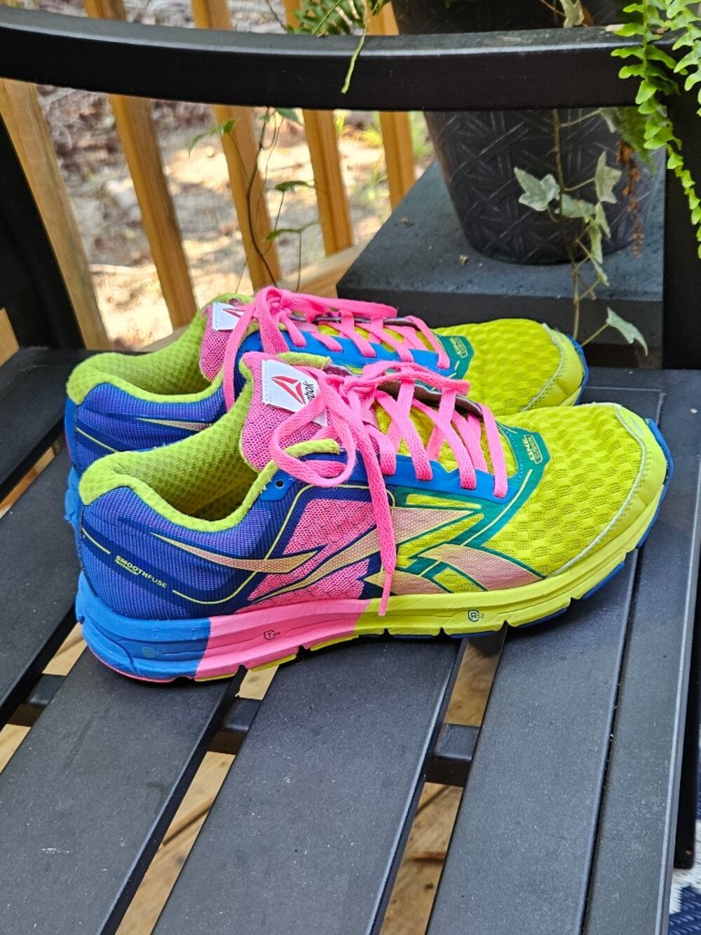 Reebok ONE series cushion NEON GREEN BLUE PINK sneakers women's 8